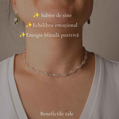 Colier Argint 925 cu Cuart Roz Oval – Iubire, Armonie si Feminitate