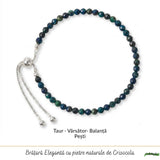 Bratara Argint 925 cu Crisocola Fatetata Naturala 3 mm - Calm si Echilibru Emotional