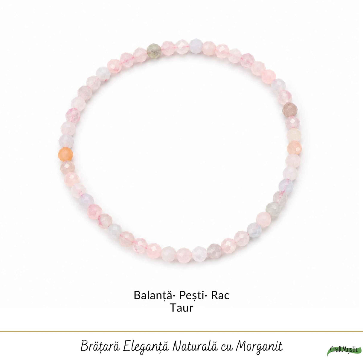 Bratara cu Morganit Fatetat Natural 4 mm – Iubire, Echilibru si Armonie Interioara