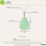 Colier Argint 925 cu Crisopraz Natural Lacrima – Optimism, Echilibru si Eleganta
