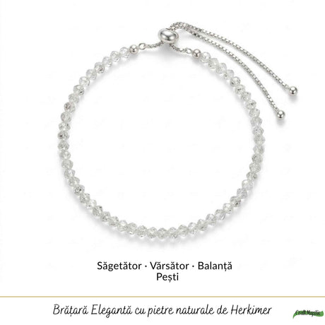 Bratara Argint 925 cu Herkimer Fatetat Natural 3 mm - Claritate si Energie Pozitiva