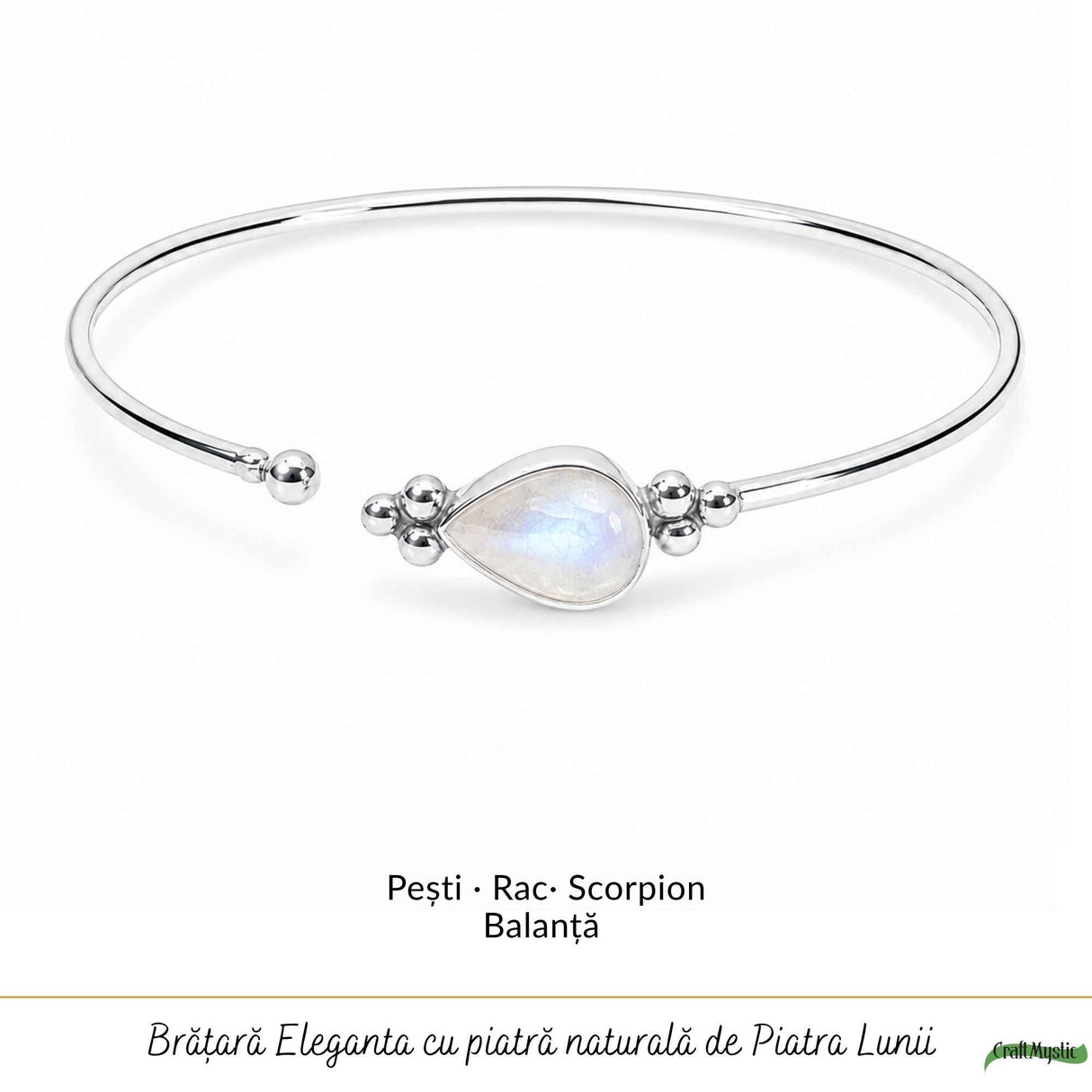 925 Sterling Silver Bracelet with Star Moonstone – Intuition and Feminine Balance