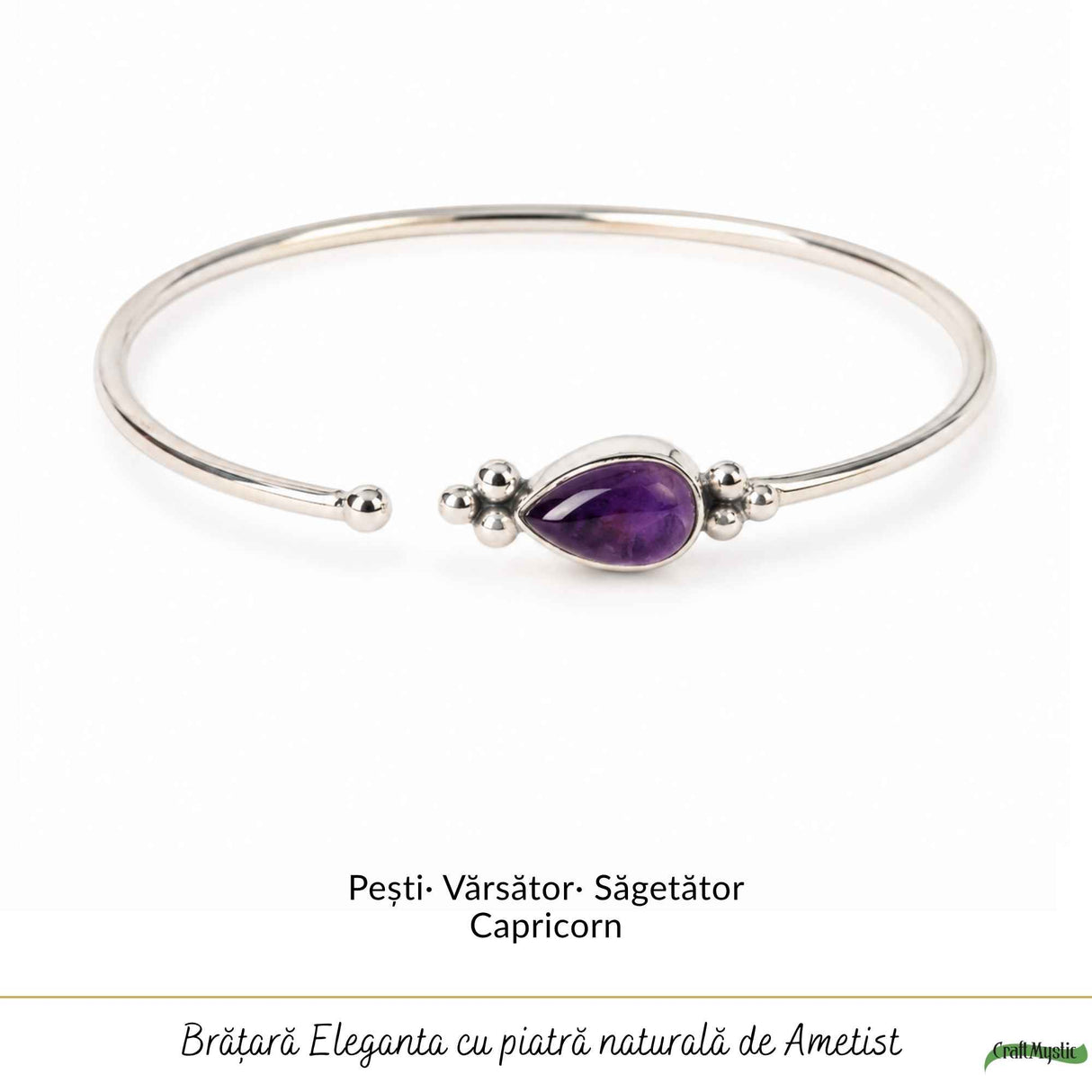 925 Silver Necklace with Faceted Teardrop Natural Amethyst – Symbol of Calm and Clarity