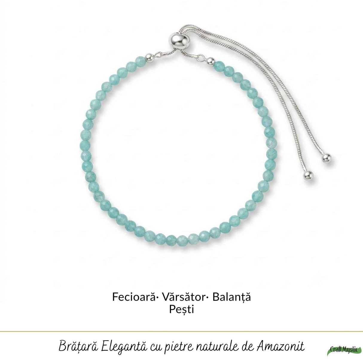 Bratara Argint 925 cu Amazonit Fatetat Natural 3 mm - Echilibru si Comunicare