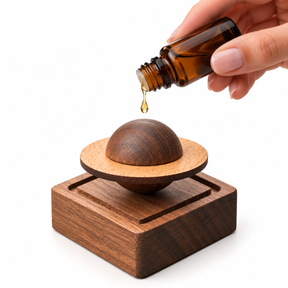 Difuzor aromaterapie din lemn cu sferă magnetică pentru uleiuri