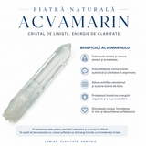 Acvamarin natural brut, nuanțe albastre-verzui, piesă de colecție