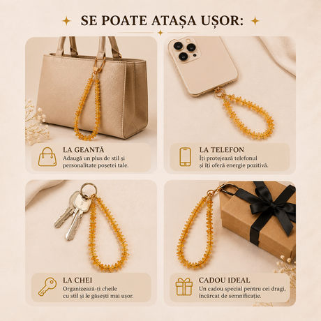 Cuarț galben natural pe charm cu aliaj metalic