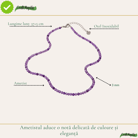 Choker cu Ametist natural 3 mm