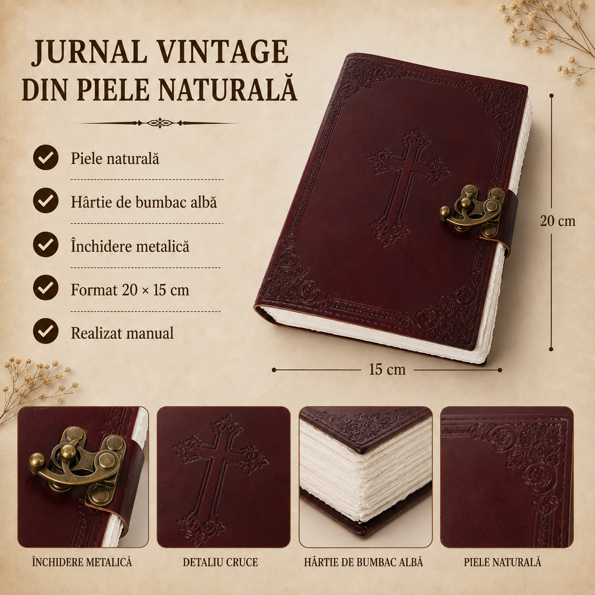 Paginile din hârtie de bumbac albă ale jurnalului