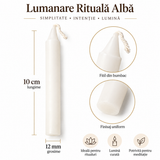 Lumânare Albă pentru Ritualuri și Intenții 10 cm - 1 Bucată