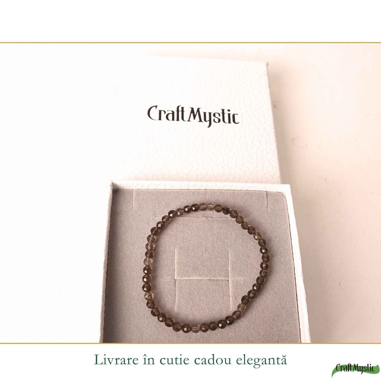Bratara cu Cuart Fumuriu Fatetat Natural 4 mm – Protectie, Echilibru si Claritate