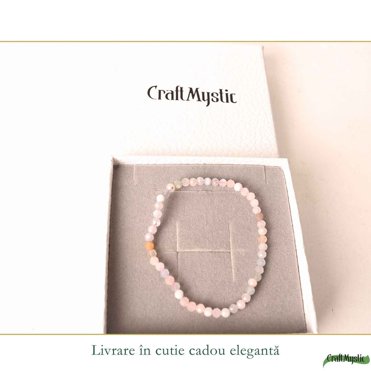 Bratara cu Morganit Fatetat Natural 4 mm – Iubire, Echilibru si Armonie Interioara