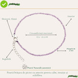 Ametist fațetat, pietre rotunde de 2 mm, pe brățară de picior