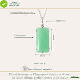 Colier Argint 925 cu Crisopraz Natural Dreptunghi – Echilibru, Optimism si Eleganta