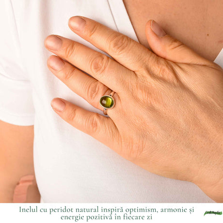 Inel Argint 925 cu Peridot Natural Oval – Optimism si Energie Pozitiva