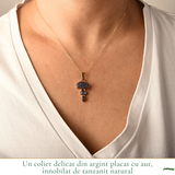 Colier cu Tanzanit natural pe argint 925 placat cu aur de 18K