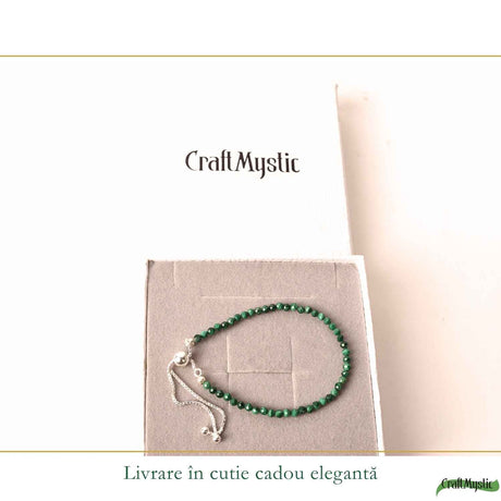 Bratara Argint 925 cu Malachit Fatetat Natural 3 mm - Protectie si Transformare