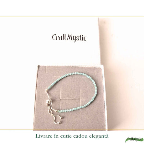 Bratara Argint 925 cu Larimar Fatetat Natural 3 mm - Calm si Echilibru Emotional