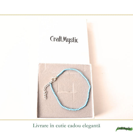 Detaliu brățară de picior cu Turcoaz fațetat de 2 mm