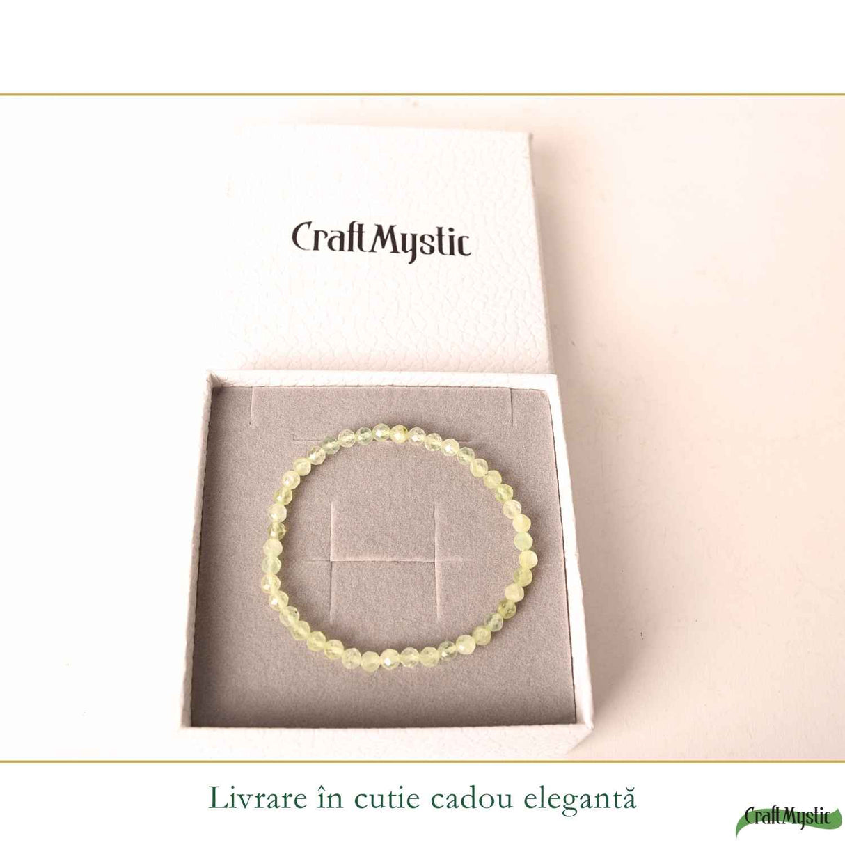 Bratara cu Prehnit Fatetat Natural 4 mm – Calm, Armonie si Echilibru Emotional
