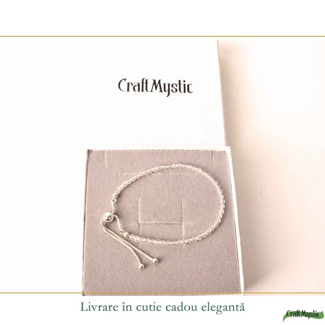 Bratara Argint 925 cu Herkimer Fatetat Natural 3 mm - Claritate si Energie Pozitiva