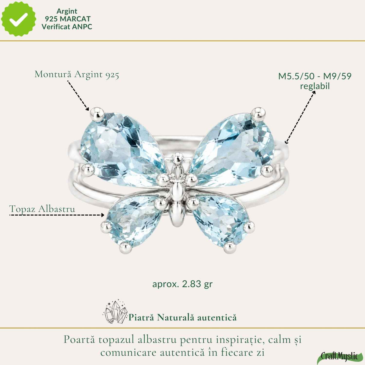 925 Sterling Silver Ring with Triple Blue Topaz – Daily Clarity and Balance