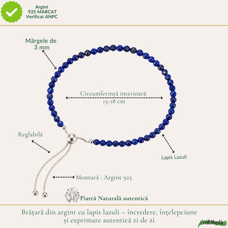 Brățară cu Lapis Lazuli, Argint 925 – CraftMystic