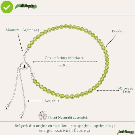 Brățară cu Peridot, Argint 925 – CraftMystic