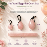 Set Oua Yoni si Bagheta din Cuarț Roz Natural – Feminitate, Armonie si Iubire de Sine