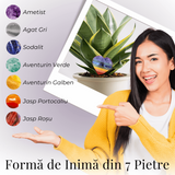 Inima Sculptata Manual de 50mm cu 7 Tipuri de Pietre Naturale pentru Cele 7 Chakre