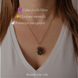 Colier cu ametist druzy natural neuniform, cristal brut pentru calm si echilibru