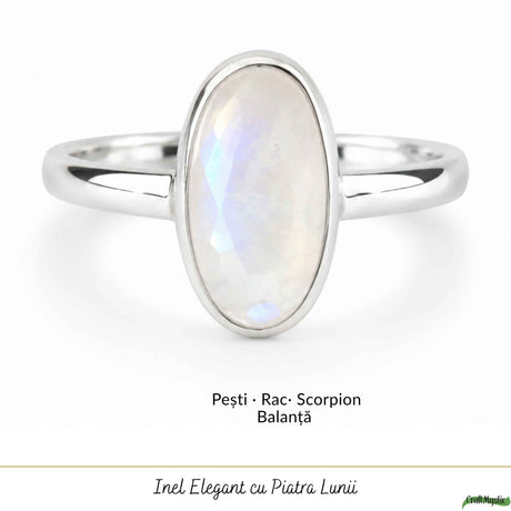 Inel Argint 925 cu Piatra Lunii Naturala Oval – Intuitie si Echilibru