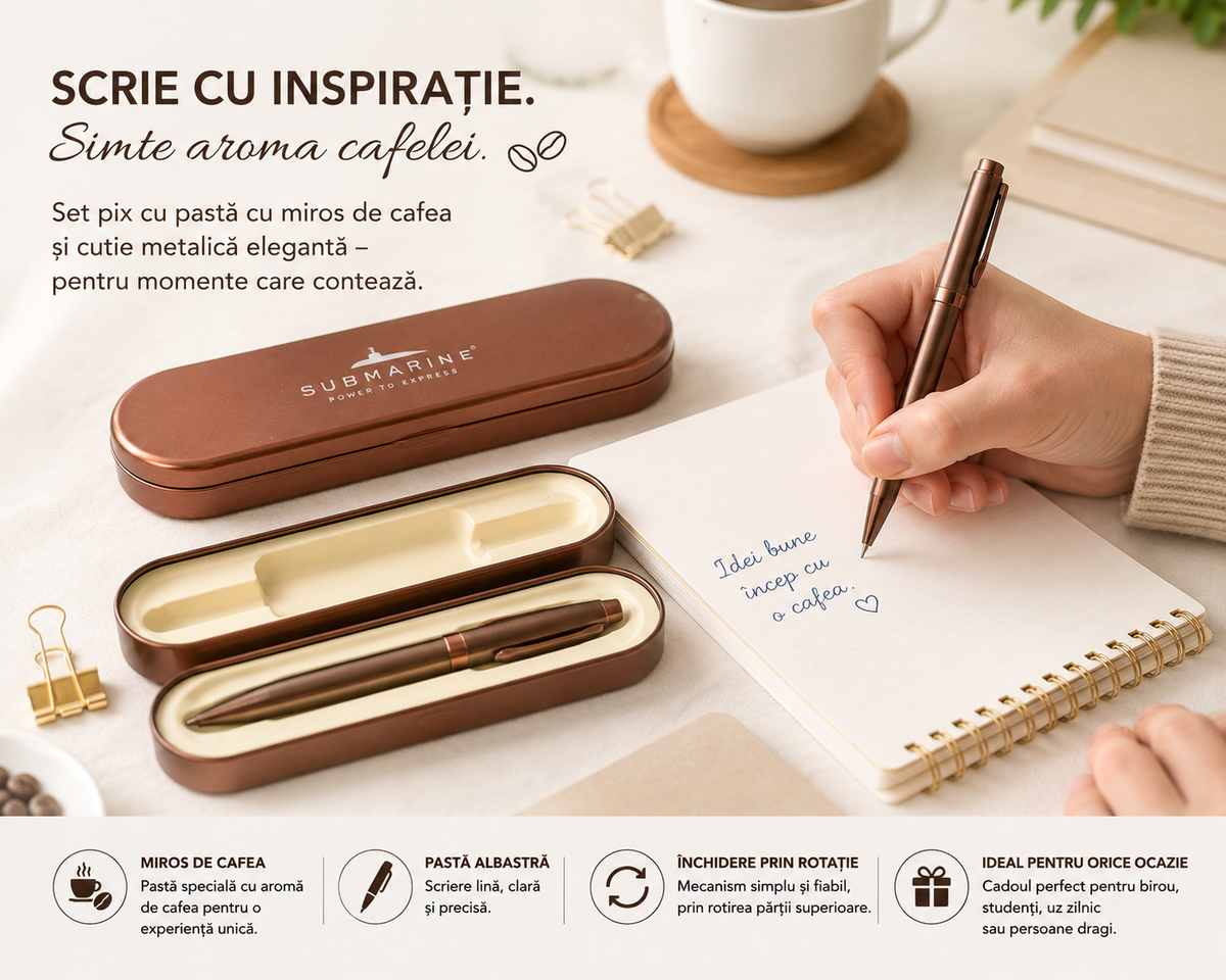 Pix metalic arămiu cu inel striat și pastă parfumată cu cafea
