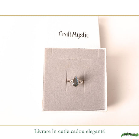 Inel Argint 925 cu Labradorit Fatetat Lacrima – Intuitie si Protectie
