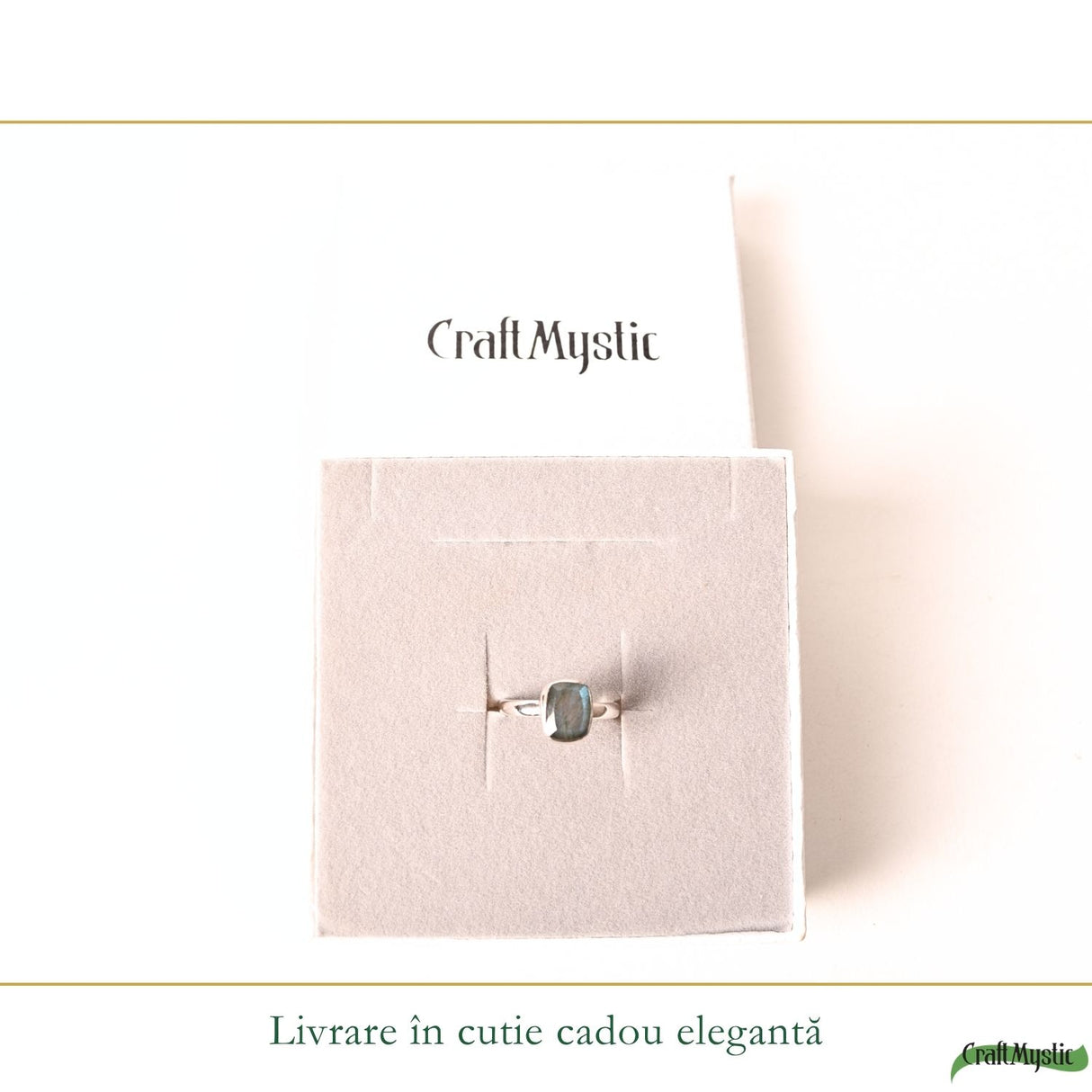 Inel din argint 925 cu Labradorit natural, formă dreptunghiulară