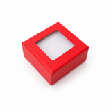Cutie de bijuterii roșie cu fereastră 6 x 6 x 3,5 cm