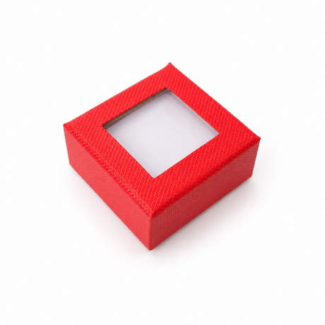 Cutie de bijuterii roșie cu fereastră 6 x 6 x 3,5 cm