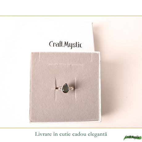 Inel din argint 925 cu Labradorit natural, formă de lacrimă