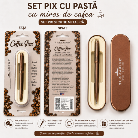 Pix metalic arămiu cu inel striat și pastă parfumată cu cafea
