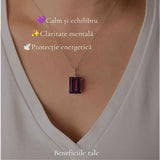 Colier Argint 925 cu Ametist Natural Dreptunghi fatetat – Eleganta si Claritate Interioara