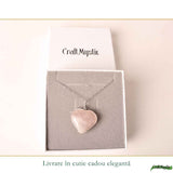 Colier Argint 925 cu Piatra Naturala de Cuart Roz Inima – Iubire si Armonie