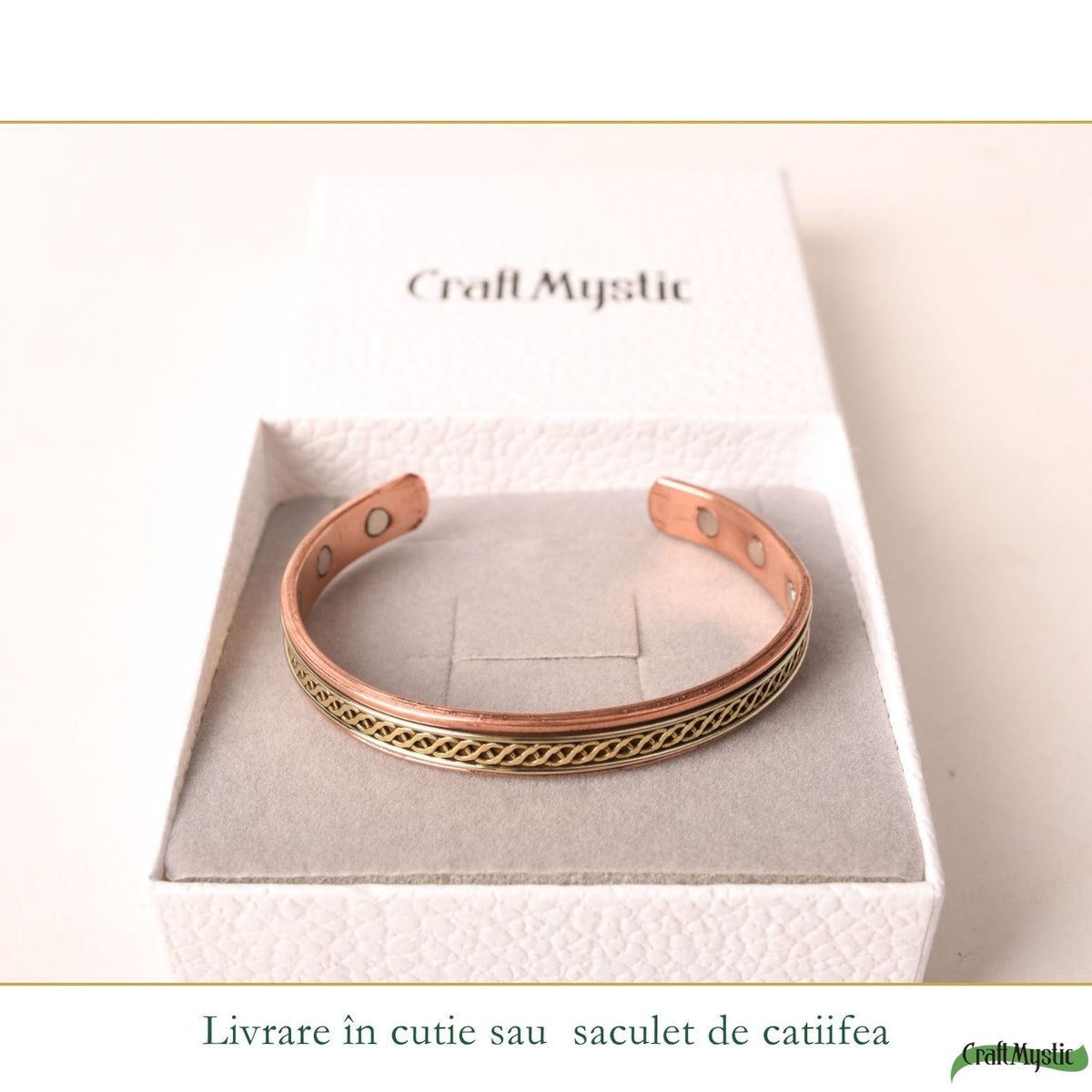 Brățară din cupru și zinc cu model împletit