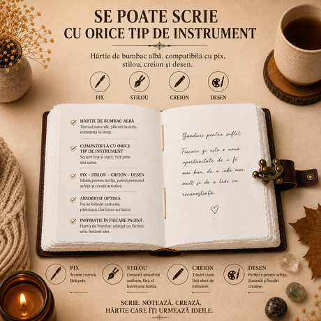 Jurnal din piele cu Cruce, deschis