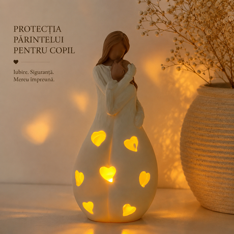 Figurină decorativă cu lumânare Mamă și Copil 9 x 19 cm