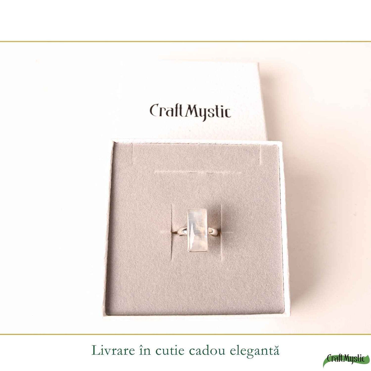 Inel Argint 925 cu Piatra Lunii Naturala Dreptunghi – Intuitie si Echilibru