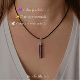 Colier cu Ametist, Prisma Hexagonala – Claritate si Echilibru Interior