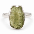 Inel din argint 925 cu Moldavit natural, piatră verde neuniformă