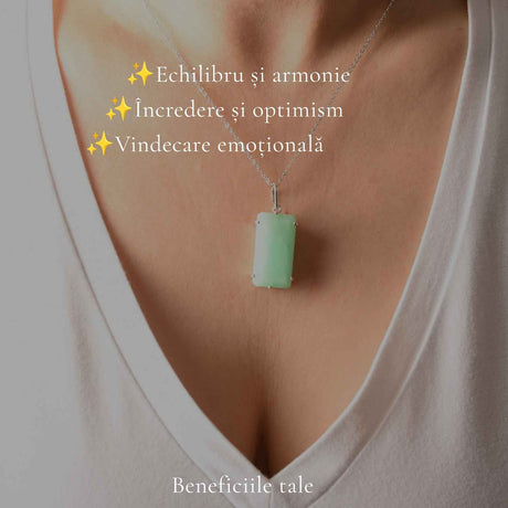 Colier Argint 925 cu Crisopraz Natural Dreptunghi – Echilibru, Optimism si Eleganta