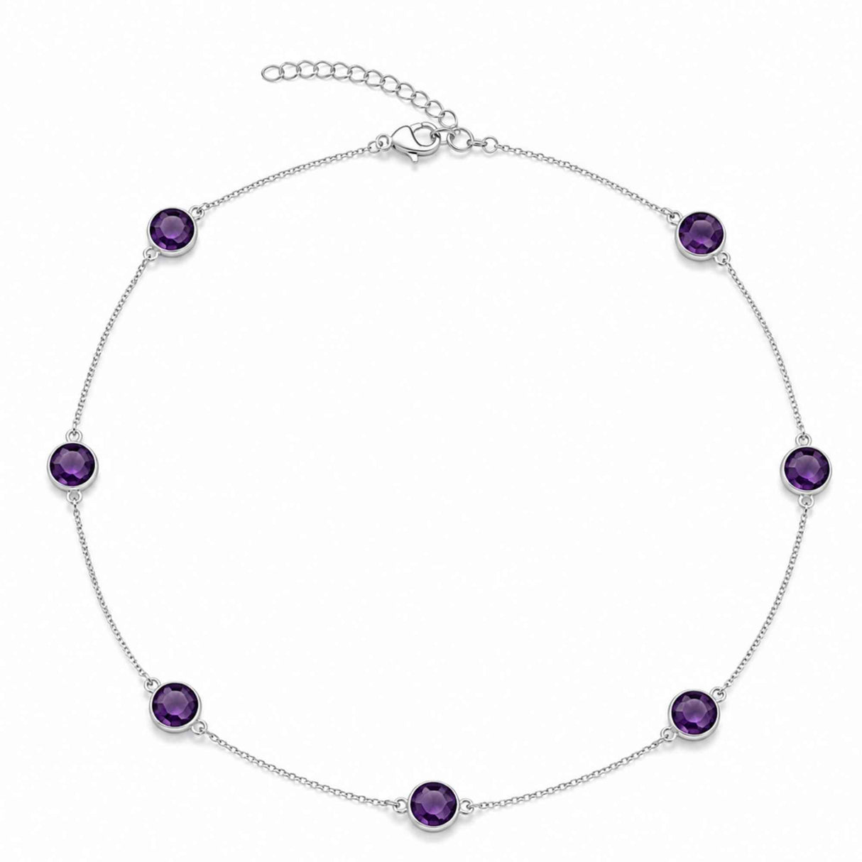 925 Silver Necklace with Faceted Teardrop Natural Amethyst – Symbol of Calm and Clarity