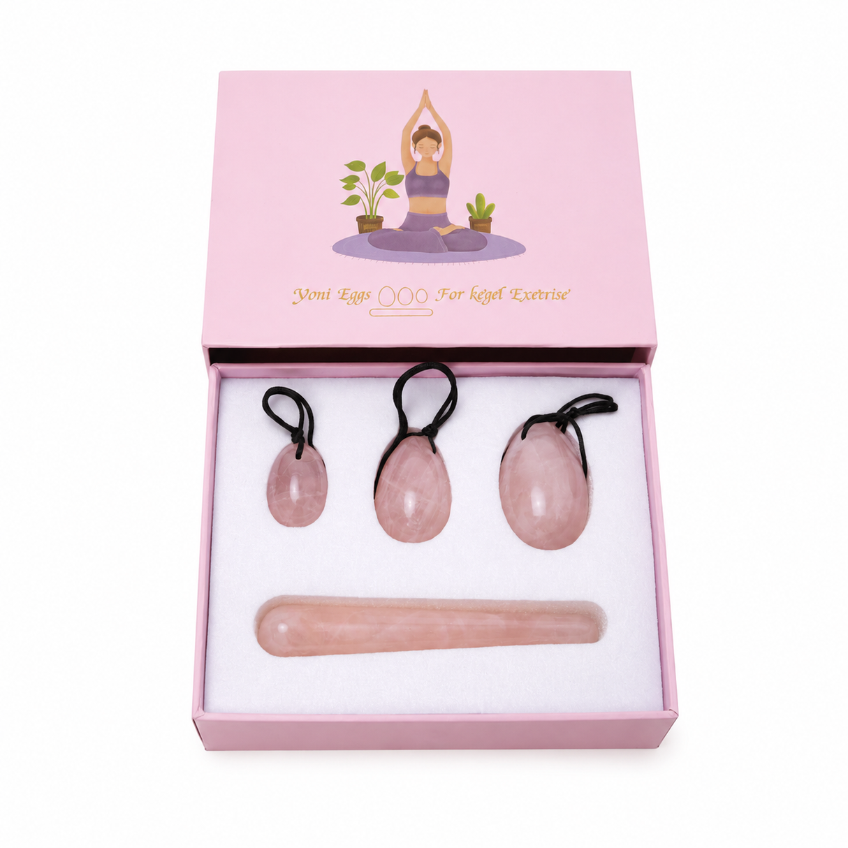 Set Oua Yoni si Bagheta din Cuarț Roz Natural – Feminitate, Armonie si Iubire de Sine